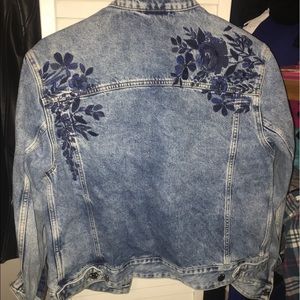 H&M Jean Jacket with flower embroidery